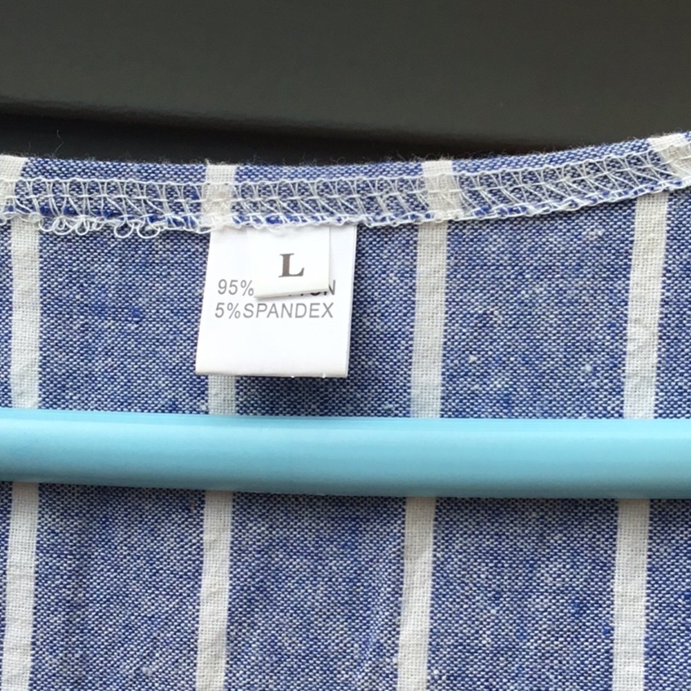 Coastal chic blue and white stripedstyle cropped jumpsuit Size M - Picture 5 of 11